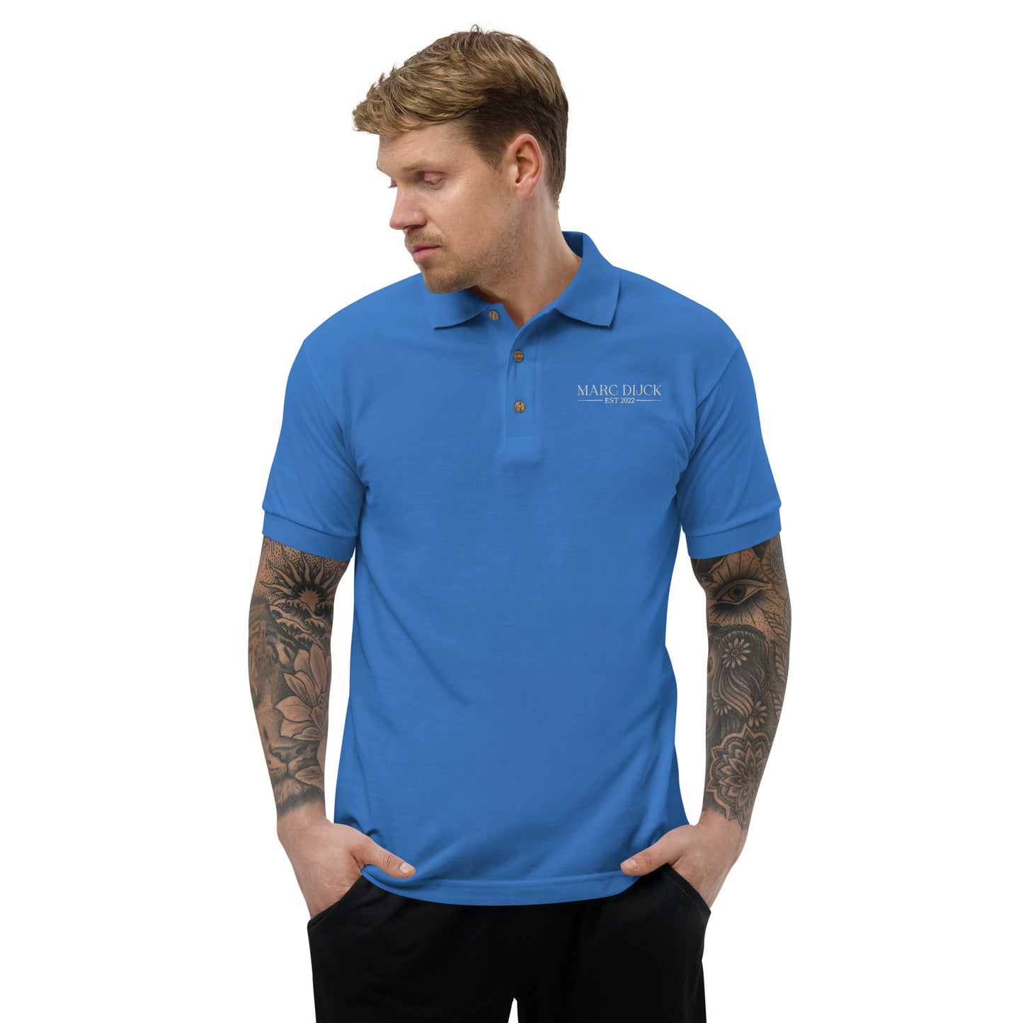 Polo Shirt Blue - White logo